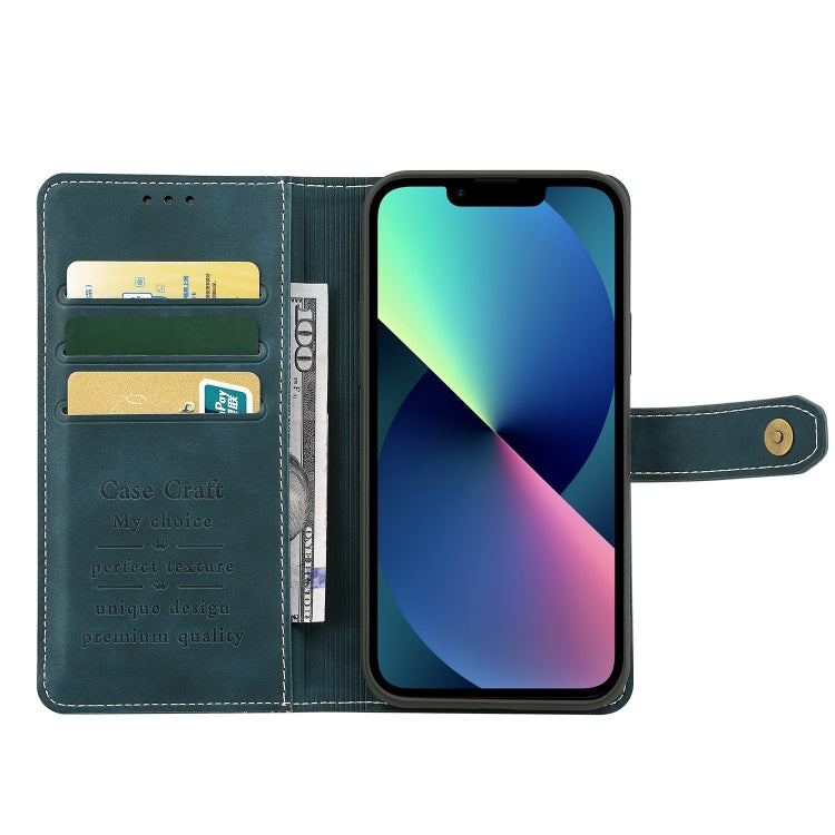 For iPhone 14 Plus Copper Buckle Leather Phone Case