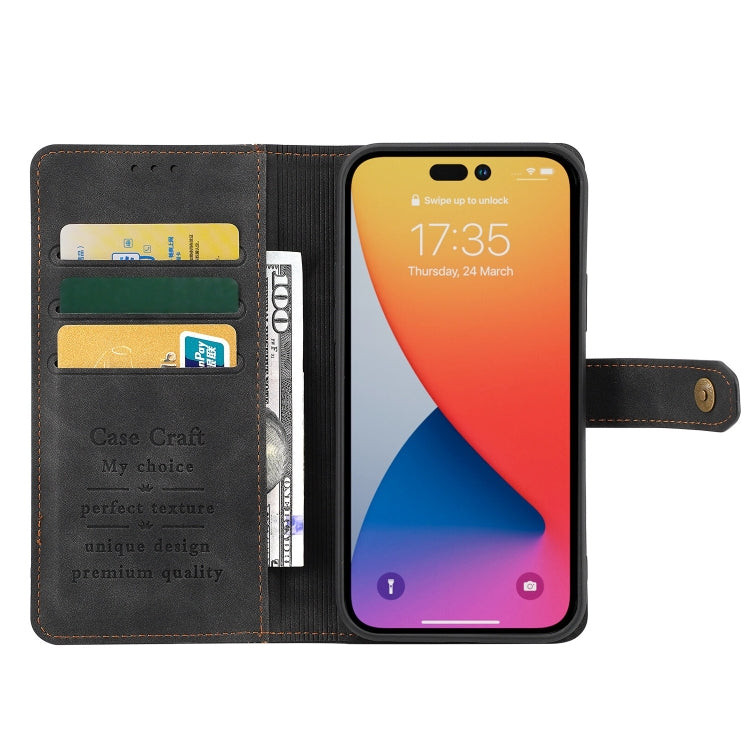 For iPhone 14 Pro Copper Buckle Leather Phone Case