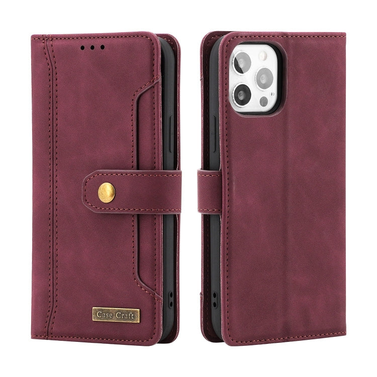 For iPhone 14 Pro Copper Buckle Leather Phone Case