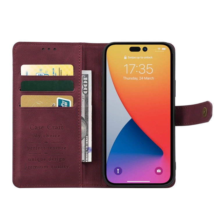 For iPhone 14 Pro Copper Buckle Leather Phone Case