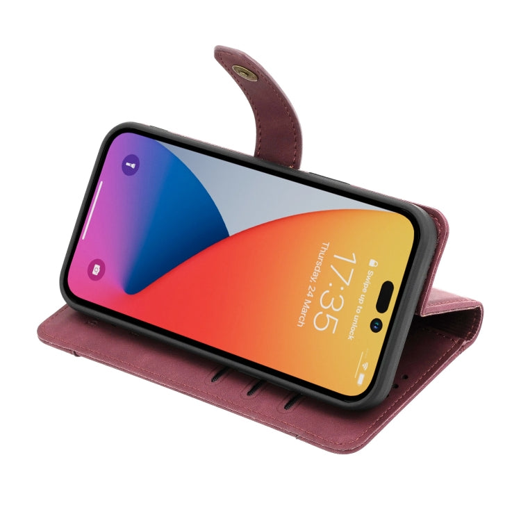 For iPhone 14 Pro Copper Buckle Leather Phone Case