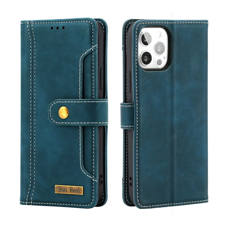 For iPhone 14 Pro Max Copper Buckle Leather Phone Case
