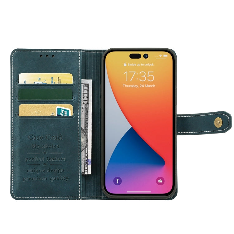 For iPhone 14 Pro Max Copper Buckle Leather Phone Case