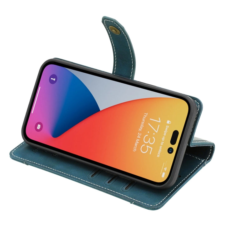 For iPhone 14 Pro Max Copper Buckle Leather Phone Case