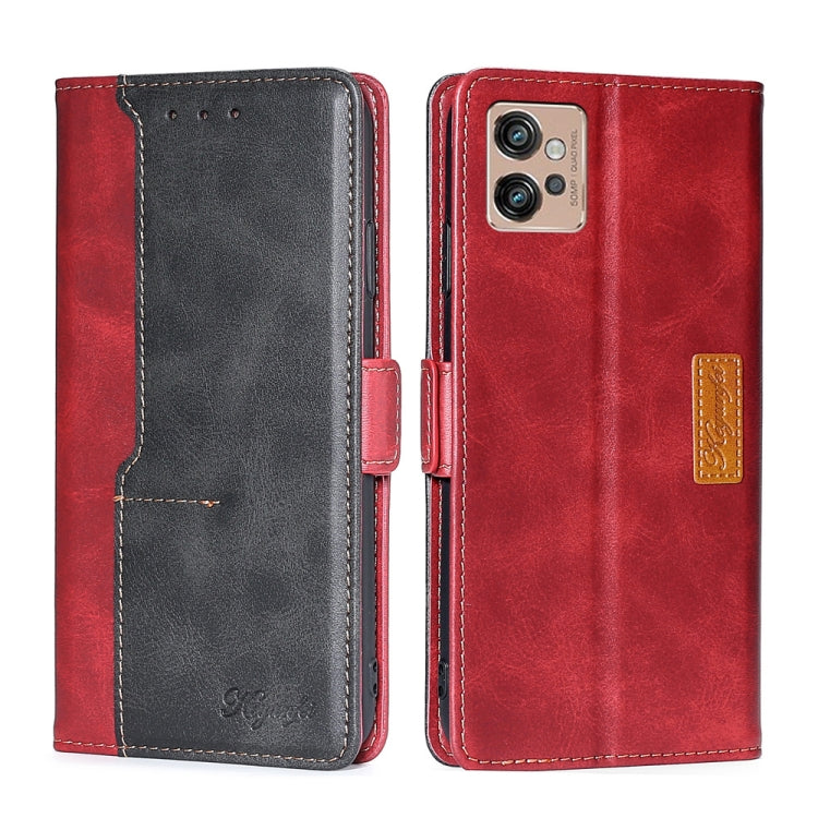 For Motorola Moto G32 4G Contrast Color Side Buckle Leather Phone Case