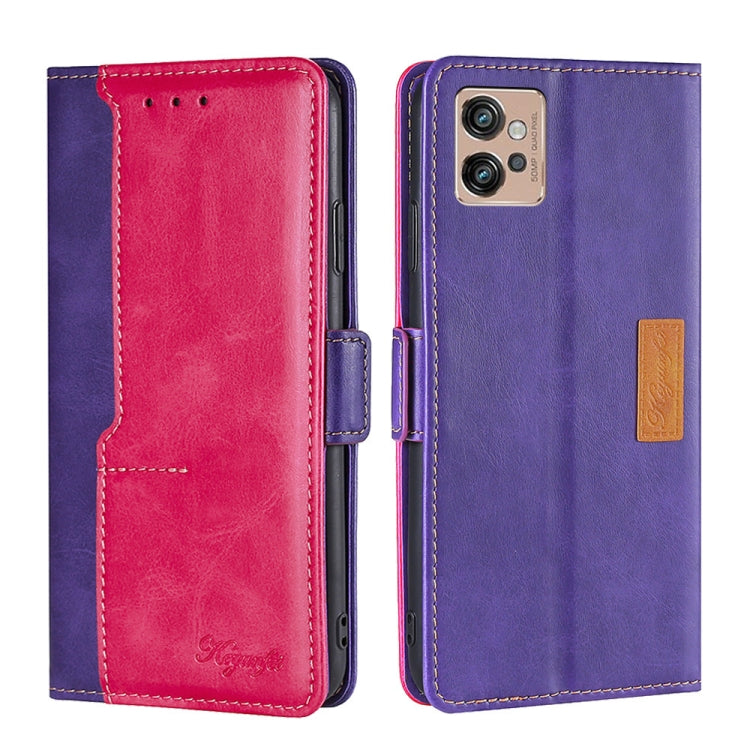 For Motorola Moto G32 4G Contrast Color Side Buckle Leather Phone Case