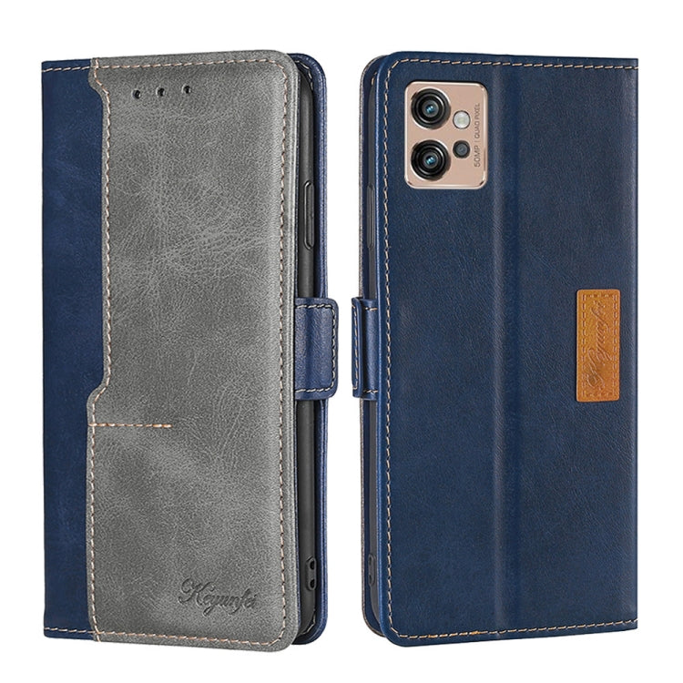 For Motorola Moto G32 4G Contrast Color Side Buckle Leather Phone Case