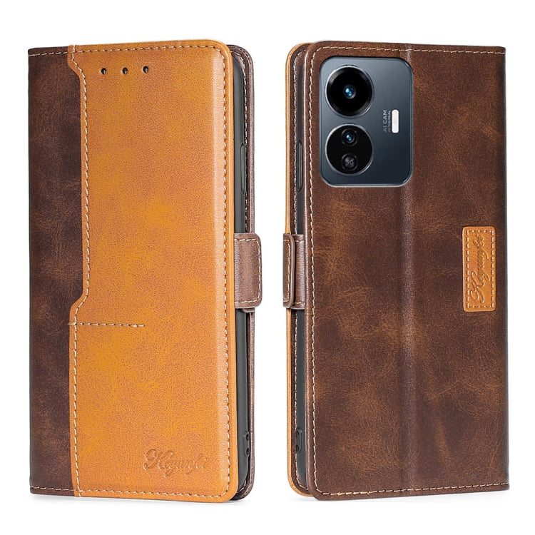 For vivo Y77 5G Global Contrast Color Side Buckle Leather Phone Case