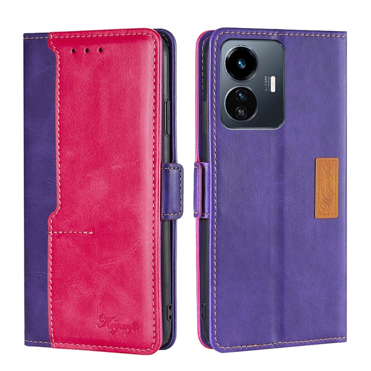 For vivo Y77 5G Global Contrast Color Side Buckle Leather Phone Case