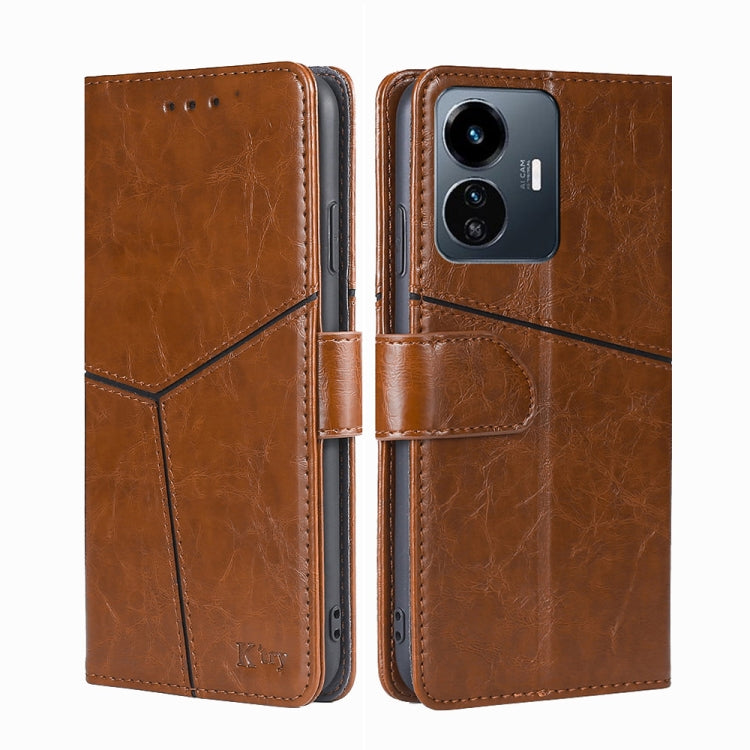 For vivo Y77 5G Global Geometric Stitching Leather Phone Case