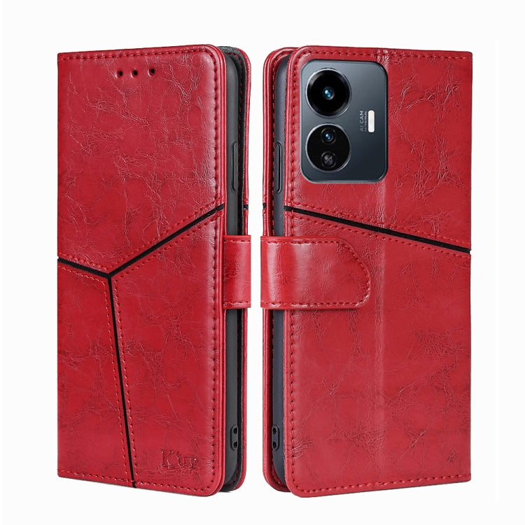For vivo Y77 5G Global Geometric Stitching Leather Phone Case