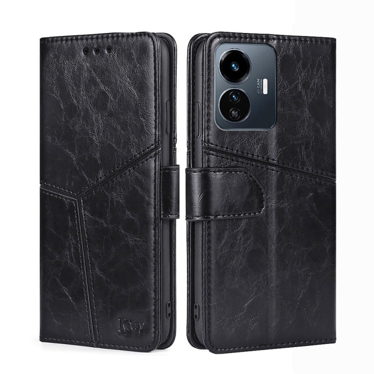 For vivo Y77 5G Global Geometric Stitching Leather Phone Case