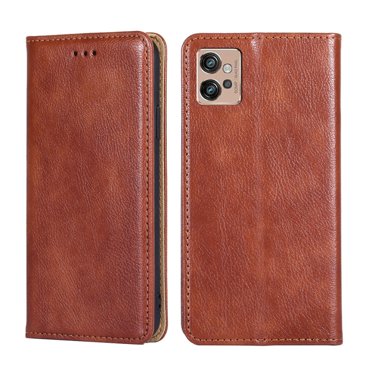 For Motorola Moto G32 4G Gloss Oil Solid Color Magnetic Leather Phone Case