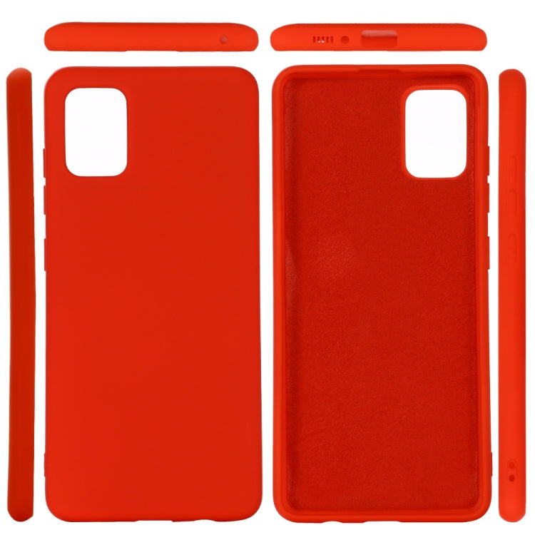 For Galaxy A91 Solid Color Liquid Silicone Anti-fall Full Coverage Mobile Phone Protective Case