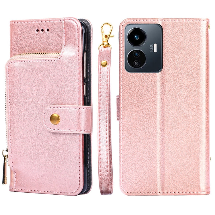For vivo Y77 5G Global Zipper Bag Leather Phone Case
