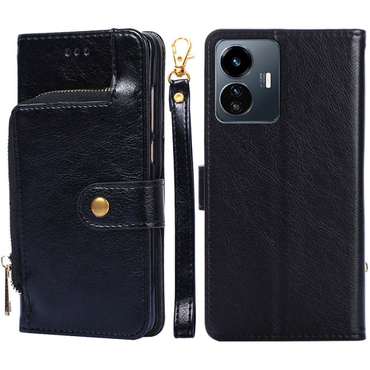 For vivo Y77 5G Global Zipper Bag Leather Phone Case
