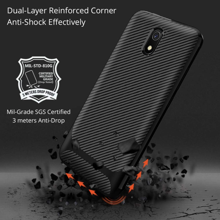 For Xiaomi Redmi 8A Dual Carbon Fiber Texture Shockproof TPU Protective Case