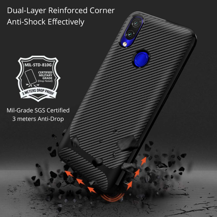 For Xiaomi Redmi Note 7 Pro Carbon Fiber Texture Shockproof TPU Protective Case