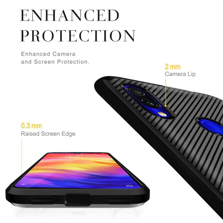 For Xiaomi Redmi Note 7 Pro Carbon Fiber Texture Shockproof TPU Protective Case