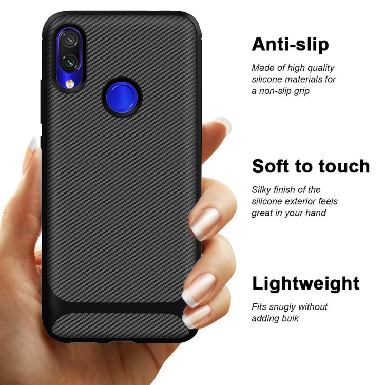 For Xiaomi Redmi Note 7 Pro Carbon Fiber Texture Shockproof TPU Protective Case