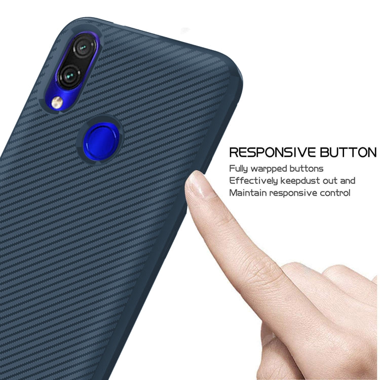 For Xiaomi Redmi Note 7 Pro Carbon Fiber Texture Shockproof TPU Protective Case