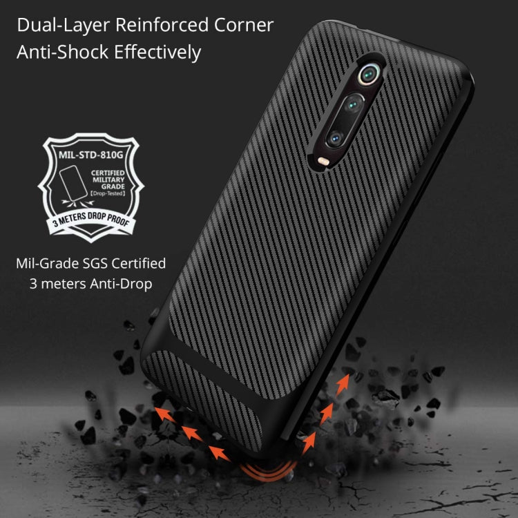 For Xiaomi Mi 9T / 9T Pro(Russian Version) Carbon Fiber Texture Shockproof TPU Protective Case