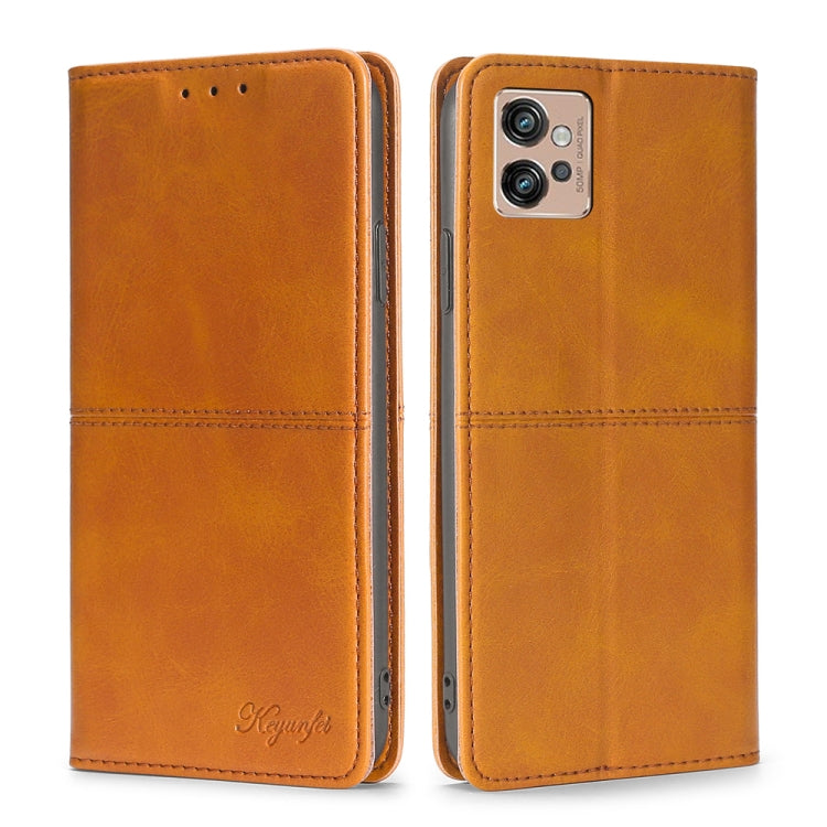 For Motorola Moto G32 4G Cow Texture Magnetic Leather Phone Case