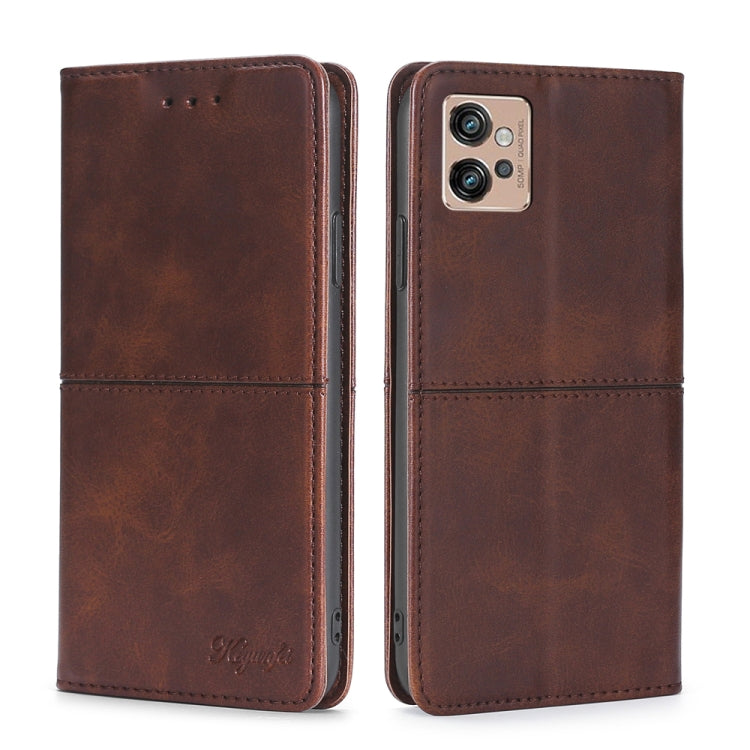 For Motorola Moto G32 4G Cow Texture Magnetic Leather Phone Case