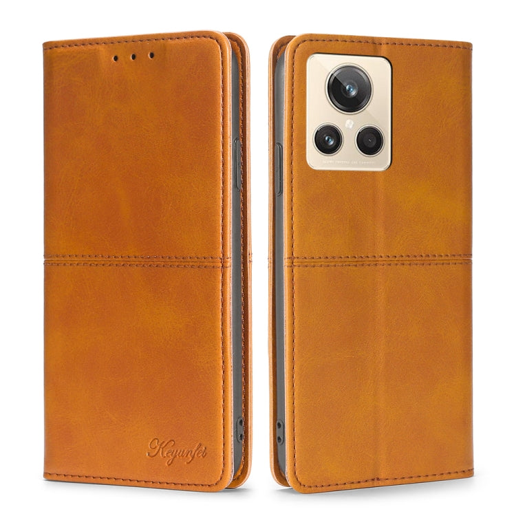 For Realme GT2 Explorer Master Cow Texture Magnetic Leather Phone Case
