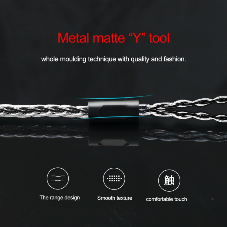CVJ-CVM 1.2m 8 Core TC Silver Plated MMCX HIFI Earphone Update Cable, Style:Without Mic