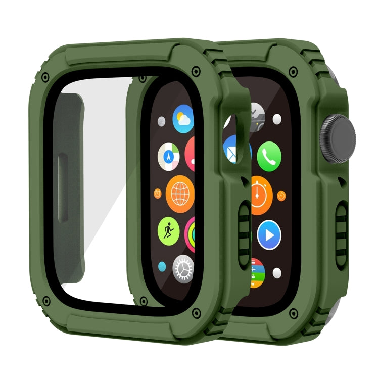 2 in 1 Screen Tempered Glass Film Protective Case For Apple Watch Series 9 / 8 / 7 45mm