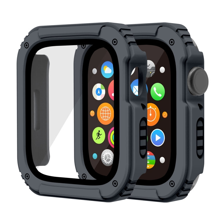 2 in 1 Screen Tempered Glass Film Protective Case For Apple Watch Series 6 / 5 / 4 / SE 44mm