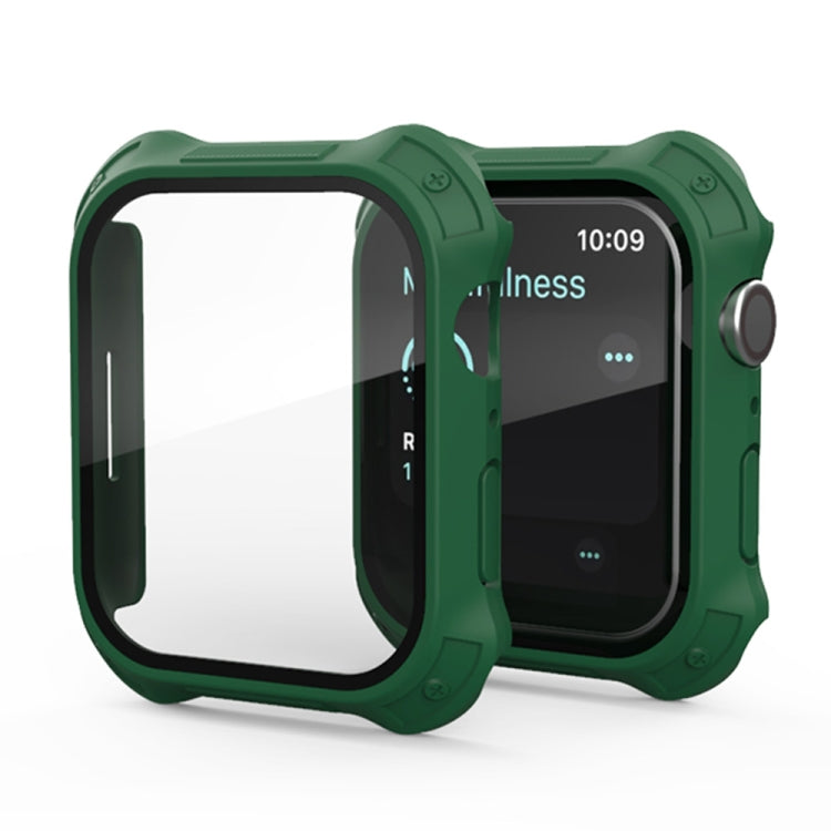 2 in 1 Frosted PC Frame + Screen Tempered Glass Film Protective Case For Apple Watch Series 9 / 8 / 7 45mm