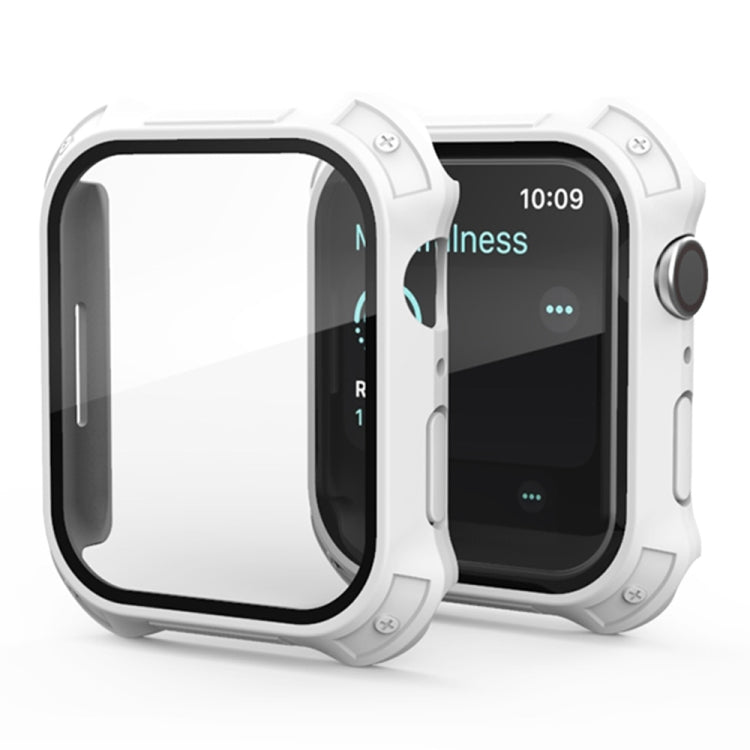 2 in 1 Frosted PC Frame + Screen Tempered Glass Film Protective Case For Apple Watch Series 9 / 8 / 7 41mm
