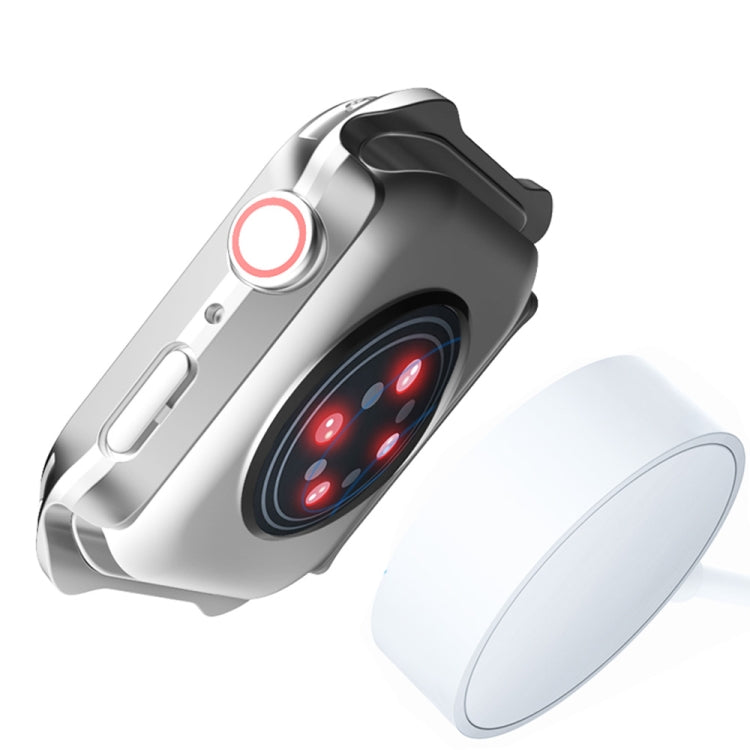 2 in 1 Frosted PC Frame + Screen Tempered Glass Film Protective Case For Apple Watch Series 9 / 8 / 7 41mm