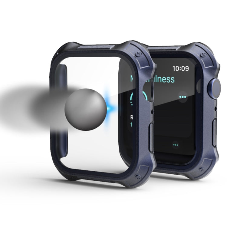 2 in 1 Frosted PC Frame + Screen Tempered Glass Film Protective Case For Apple Watch Series 9 / 8 / 7 41mm