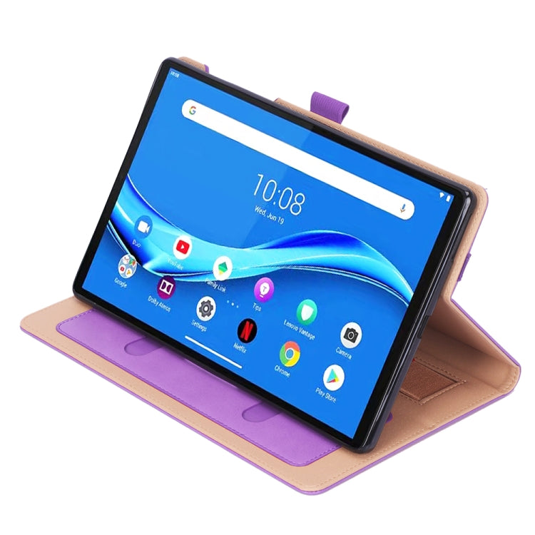For Lenovo Tab M10 Plus (TB-X606F) Retro Texture PU + TPU Horizontal Flip  Leather Case with Holder & Card Slots & Hand Strap