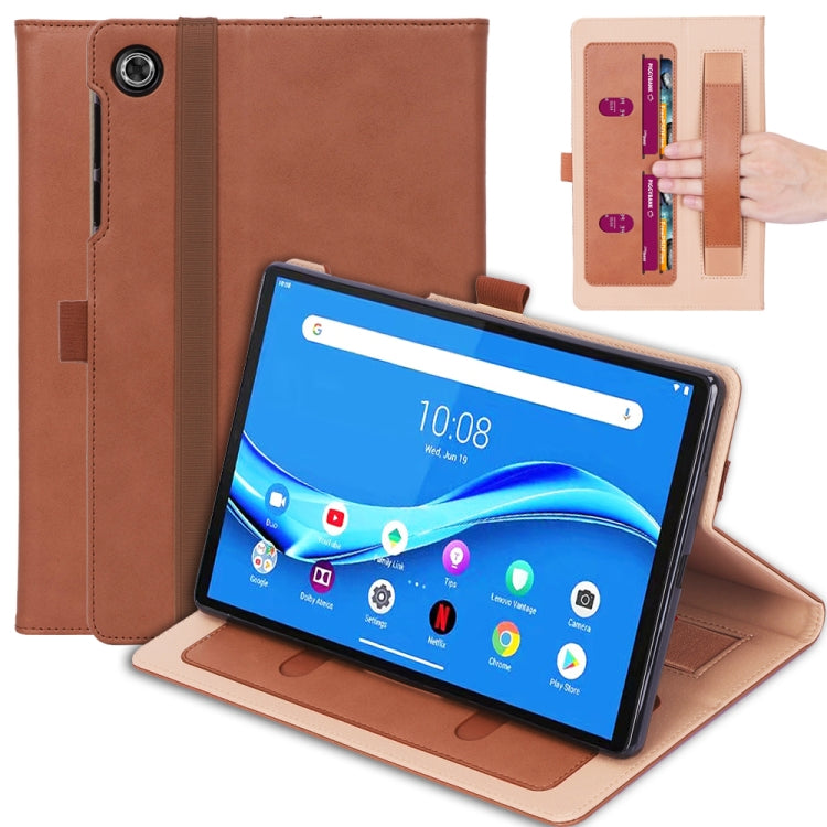 For Lenovo Tab M10 Plus (TB-X606F) Retro Texture PU + TPU Horizontal Flip  Leather Case with Holder & Card Slots & Hand Strap