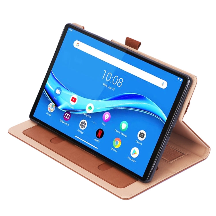 For Lenovo Tab M10 Plus (TB-X606F) Retro Texture PU + TPU Horizontal Flip  Leather Case with Holder & Card Slots & Hand Strap