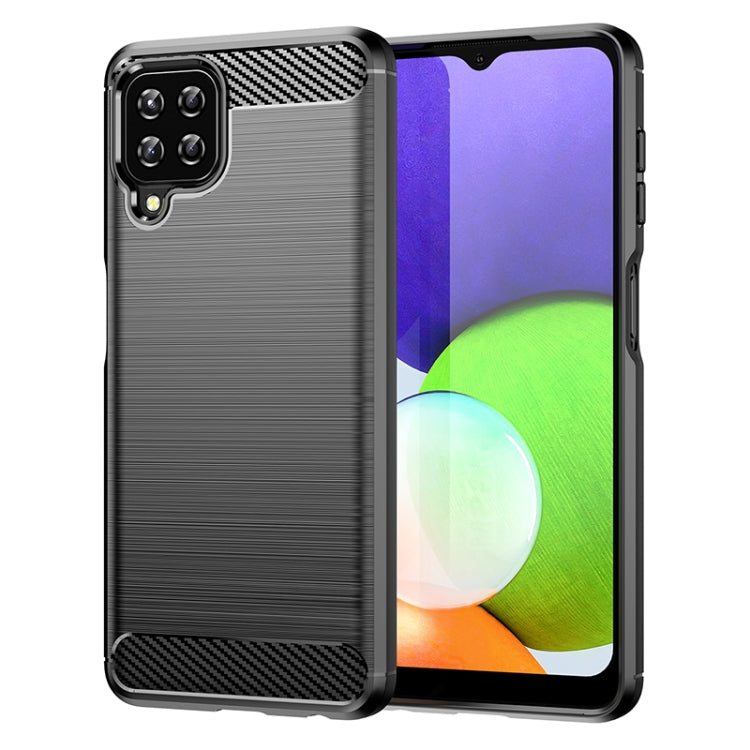 For Samsung Galaxy A22 Brushed Texture Carbon Fiber TPU Phone Case