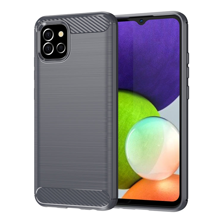 For Samsung Galaxy A03 US Version Brushed Texture Carbon Fiber TPU Phone Case