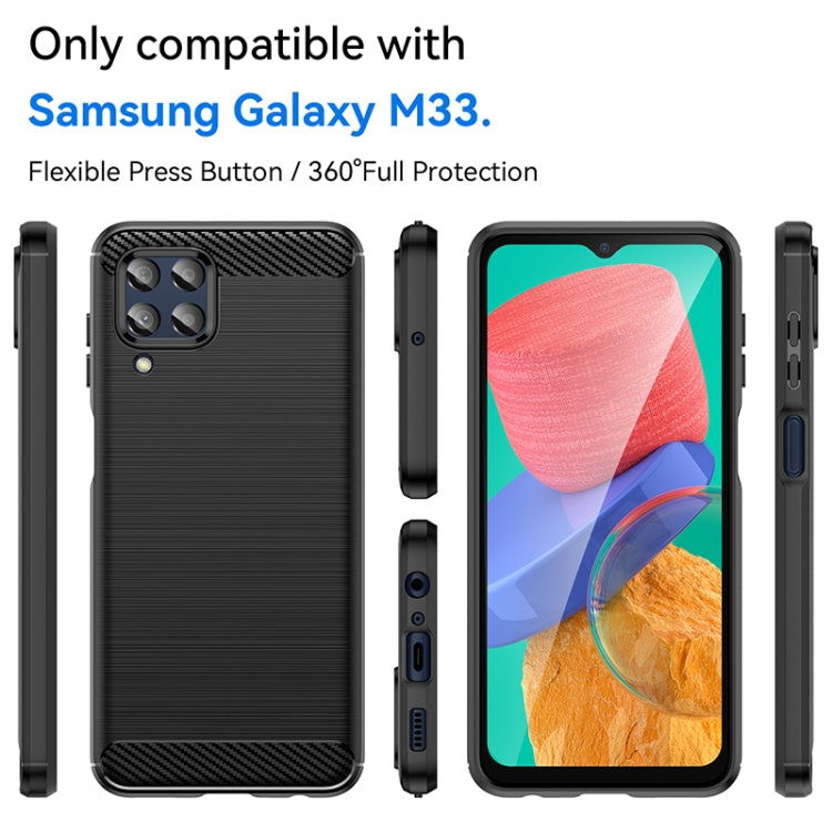 For Samsung Galaxy M33 Brushed Texture Carbon Fiber TPU Phone Case