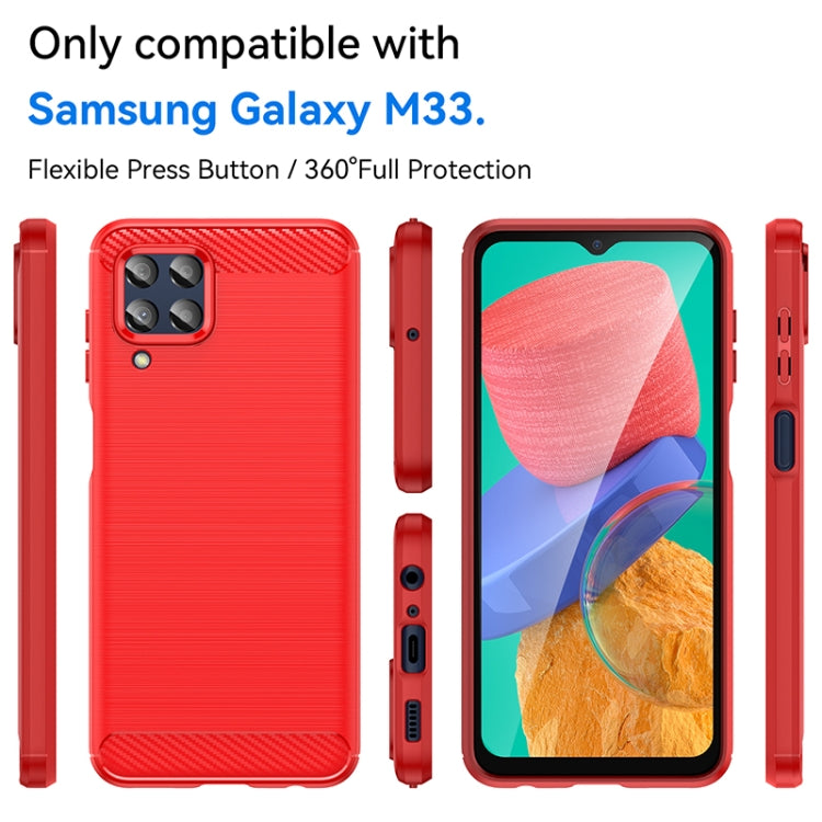 For Samsung Galaxy M33 Brushed Texture Carbon Fiber TPU Phone Case