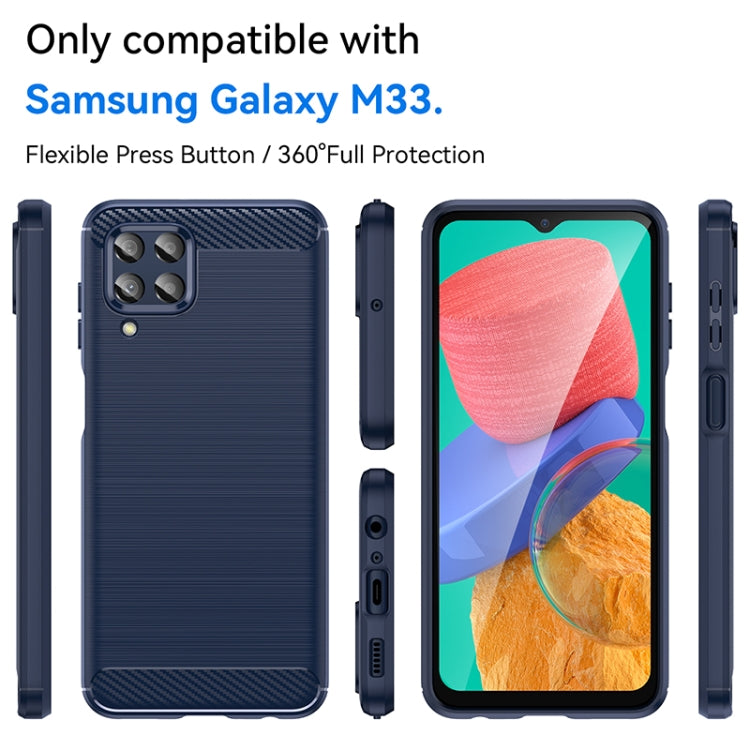 For Samsung Galaxy M33 Brushed Texture Carbon Fiber TPU Phone Case