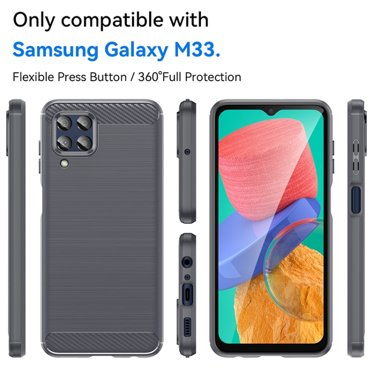 For Samsung Galaxy M33 Brushed Texture Carbon Fiber TPU Phone Case