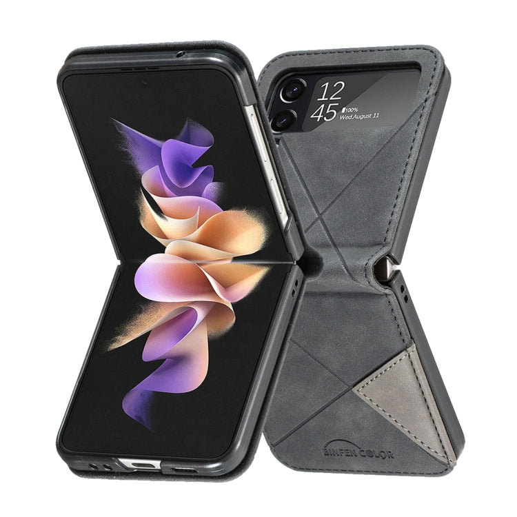 For Samsung Galaxy Z Flip4 Rhombus Texture Leather Phone Case