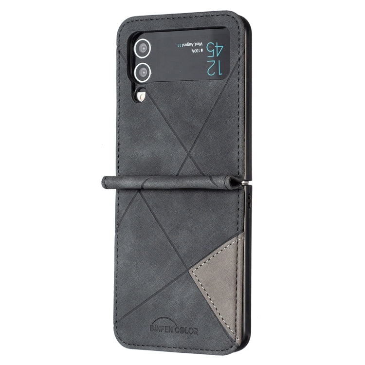 For Samsung Galaxy Z Flip4 Rhombus Texture Leather Phone Case