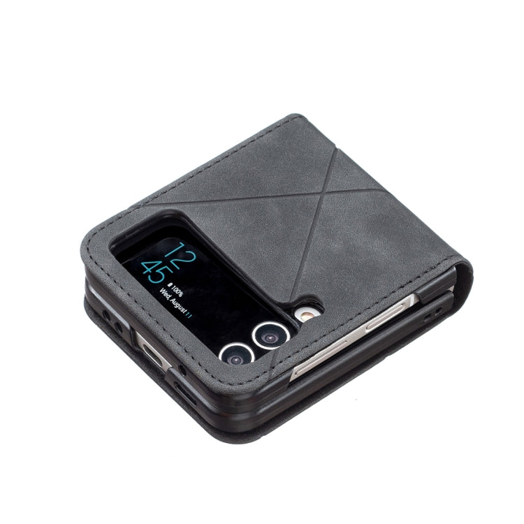 For Samsung Galaxy Z Flip4 Rhombus Texture Leather Phone Case