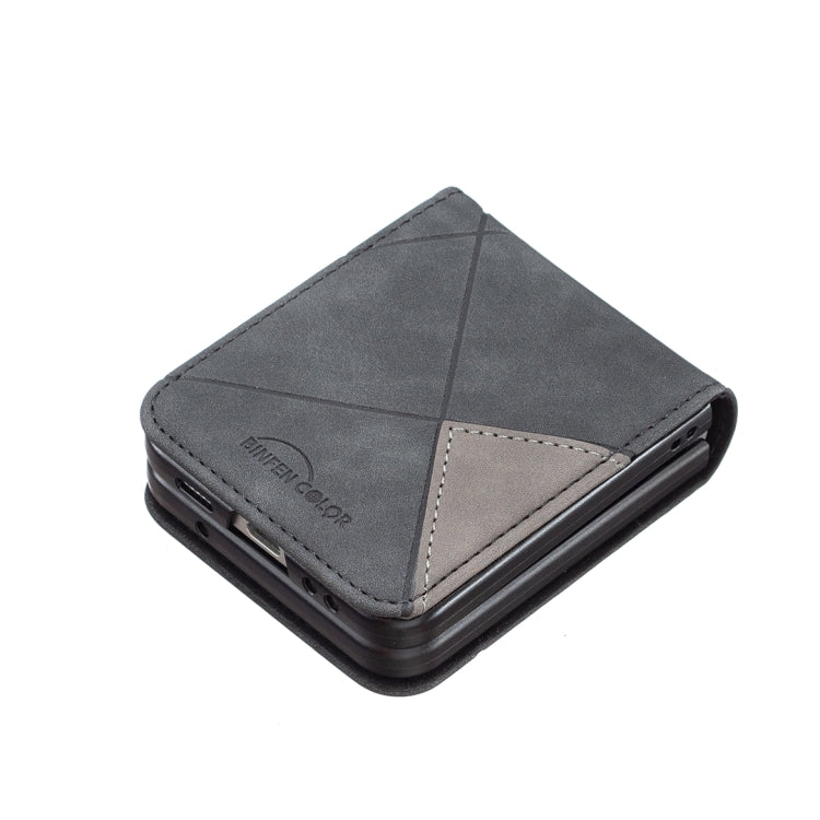 For Samsung Galaxy Z Flip4 Rhombus Texture Leather Phone Case
