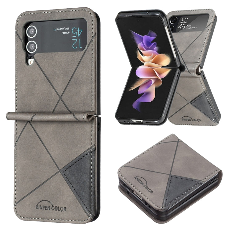 For Samsung Galaxy Z Flip4 Rhombus Texture Leather Phone Case